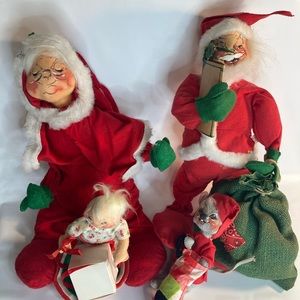Annalee Mobilitee Doll Santa Claus Mouse Small Doll 1971 Vintage Lot
